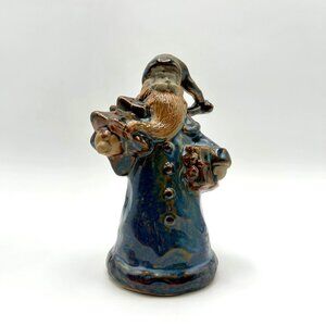 Handmade Glazed Stoneware Old World Santa Figurine 7"